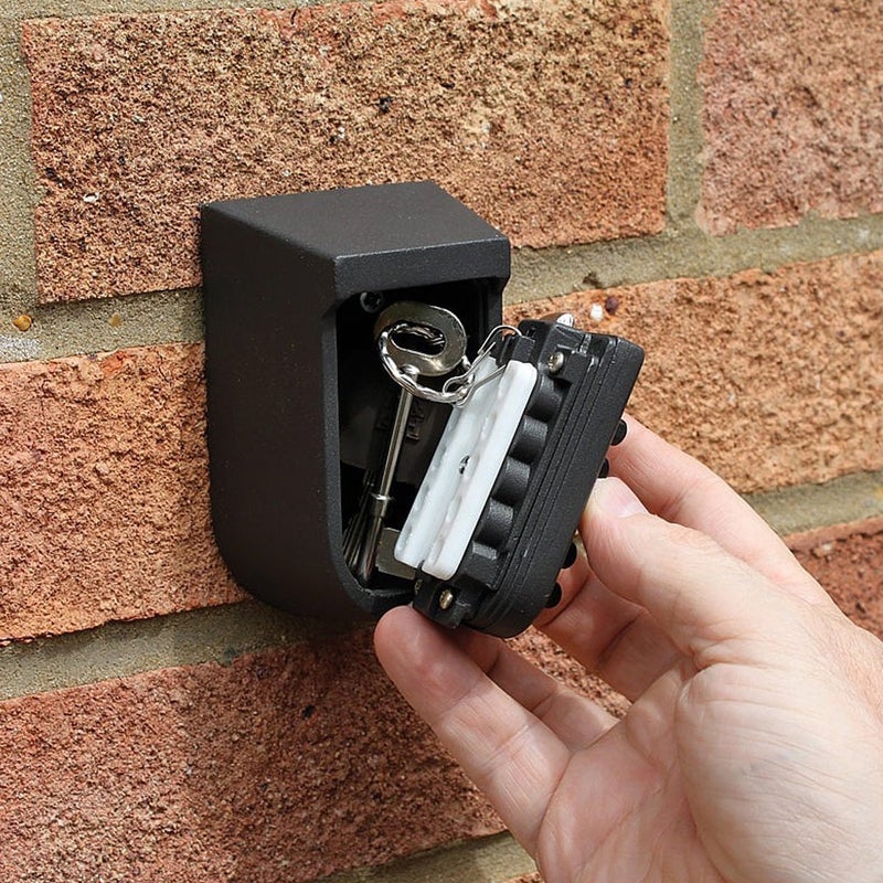 YA MI Exterior Outdoor Waterproof Hide Wall Mounted Key Safe Box - House use Key Storage Lock Box,Key Lock Box(Black) - Image 2
